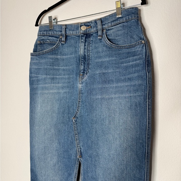 Hudson Jeans Skirt Reconstructed Midi Blue Denim High Rise Front Slit Size 6 - Picture 2 of 9